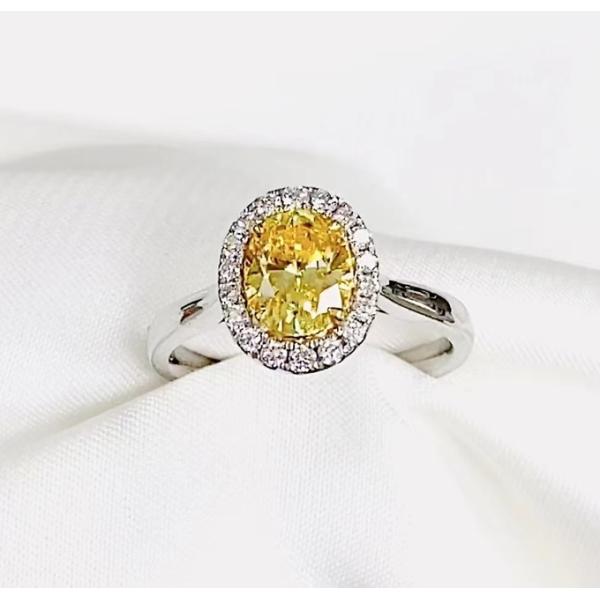 Oval Cut Lab Diamond Jewelry Lab Created Canary Diamond Rings 1ct