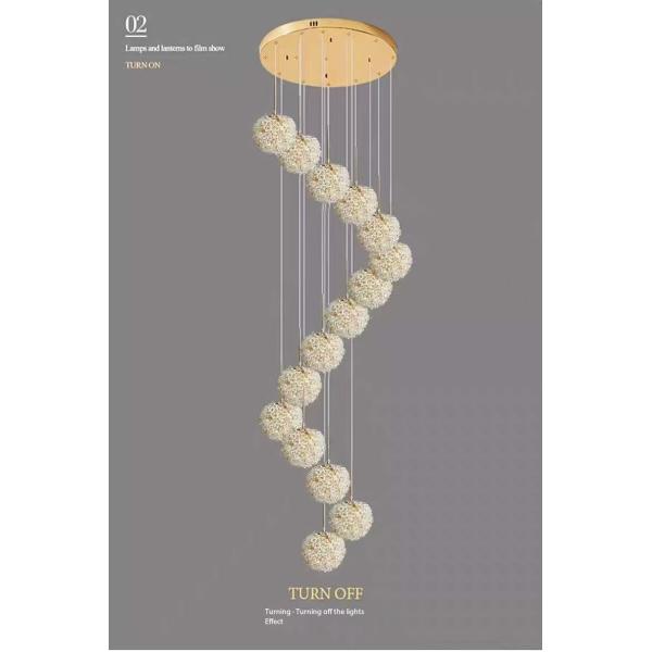 Modern Crystal Lychee Lamp Luxury Villa Duplex Staircase Lighting For Raised Living Room And Bedroom