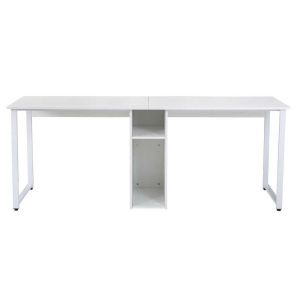 68.35lbs Weight Home Office Computer Table White Two Person Desk
