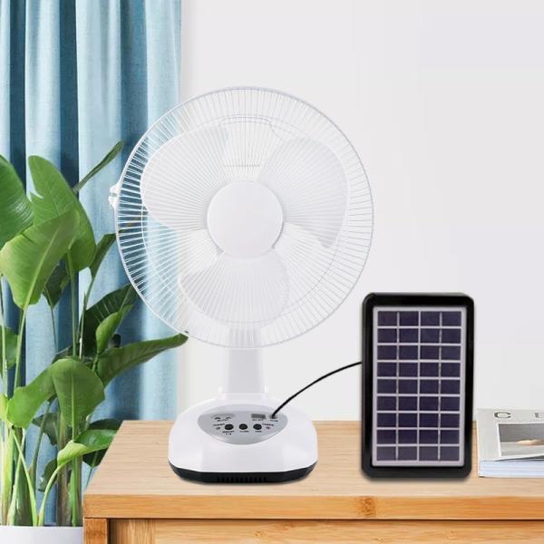 Buy LED Light Solar Emergency Fan Recharaeable Solar Table Fan 18W at wholesale prices