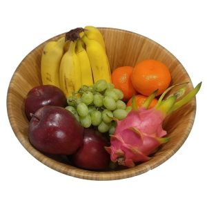 Unbreakable Bamboo Salad Set With Serving Spoons And Dressing Tray