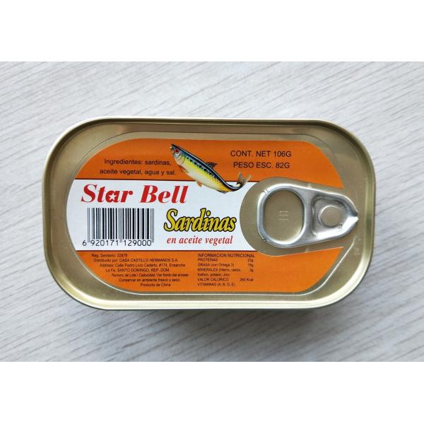 Lightweight Canned Fish Mackerel , Canned Sardine Fish In Vegetable Oil