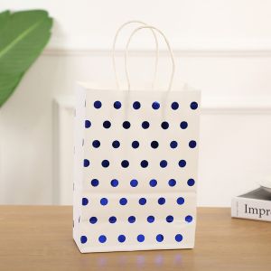 Custom Gold Dot Kraft Paper Gift Bags with Twisted Handles