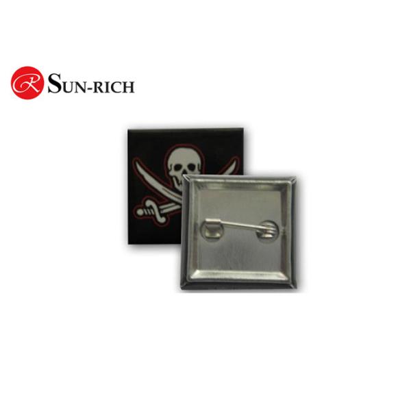 Promotion 4cm Square Tinplate Badges with plastic base