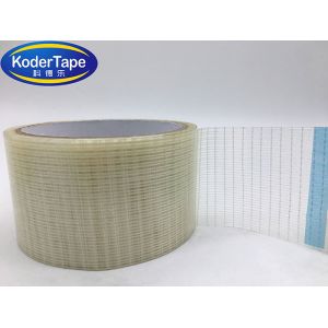 Quality Transparent Glass Filament Tape Reinforced High Strength Cross Woven For Packing With 100-180mic Width for sale
