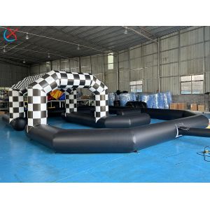 Black And White Factory Inflatable Large Track Racing Inflatable Obstacle Course