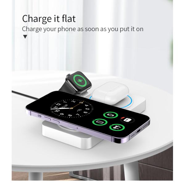 Type C Interface Wireless Charger with 15W Cell Phone Output Multifunctional Supports Apple Charging ABS PC Material