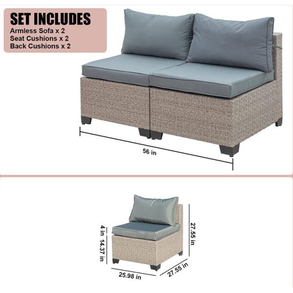 Rattan Corner Sofa Patio Set Modern Luxury Cut Aluminum Frame Hotel Villa Home