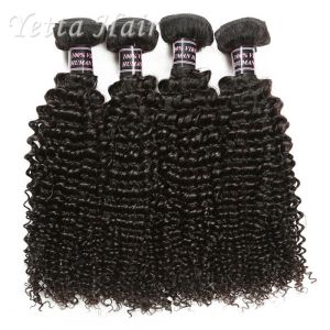 Kinky Curl Indian Human Hair Extensions Natural Black Without Chemical