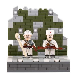 WW2 military weapon protective gear soviet soldier helmet building block