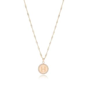 Quality 18K Gold ‘H’ Pendant Necklace for sale