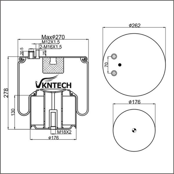 81.43601.6036 Air Suspension Springs For MAN TGA 2 Port 4882N1P05 Contitech