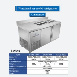 Air Cooled Slotted Workbench Refrigerator 120L Beverage