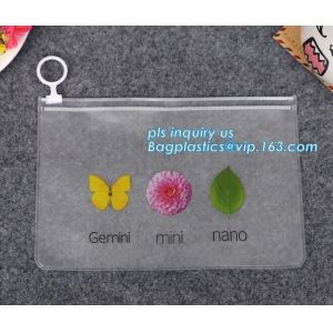 Transparent Stationery Packaging Bags with Slider, PVC Plastic Zipper Bags For