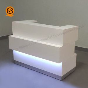 Modern Artificial Stone Salon Reception Counter Light Up Reception Desk