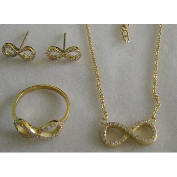 Buy Tagor Jewelry High Quality Stainless Steel CNC Setting CZ Stones Eight Shape Jewelry Set at wholesale prices