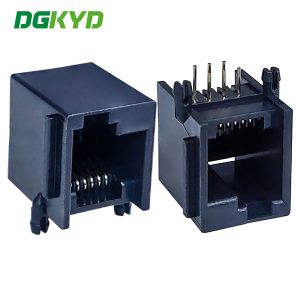 RJ12 Ethernet connector 1X1 6P6C with ear left buckle fully plastic DGKYD5523LE1