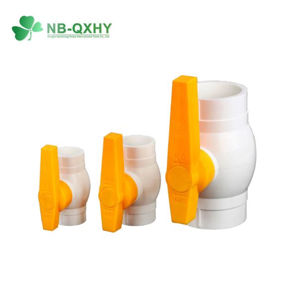 Fixed Ball Valve for Water System PVC Plastic Yellow Handle Socket Straight