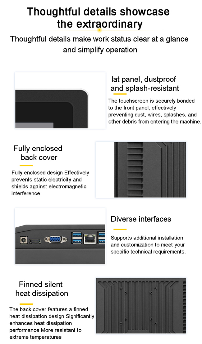 Custom Logo Embedded All-in-One Fanless PLC Industrial Control Computer Vehicle Touch Screen Panel PC with Embedded Logo