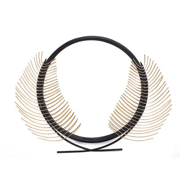 Buy Round Home Classical Metal Black Gold Leaf Wall Mirror at wholesale prices