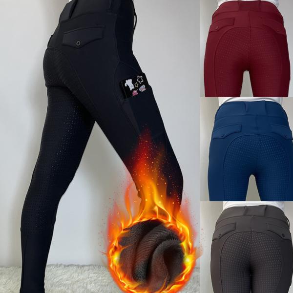 Buy Black Warm Horse Riding Pants Women Equestrian Clothing 320gsm at wholesale prices