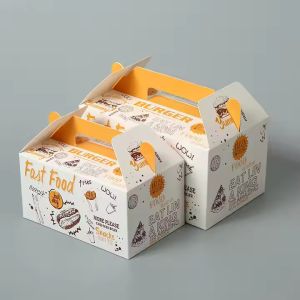 Wholesale Takeaway Food Packaging Hamburger Boxes Customized Fried Chicken Boxes