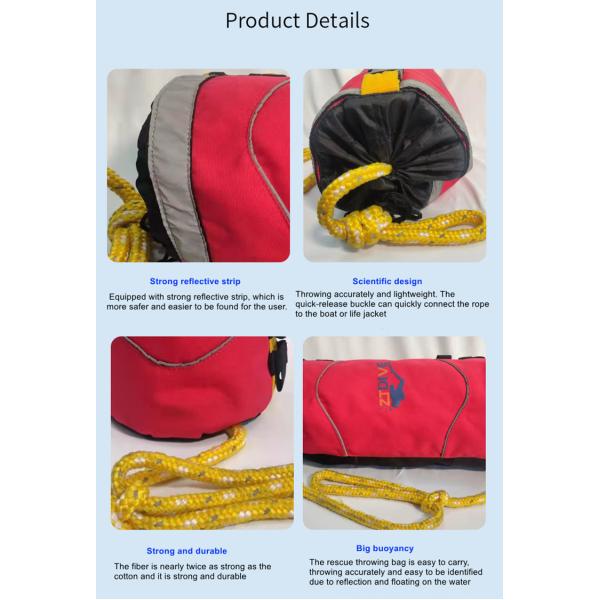 Length 30m Water Rescue Tools Throw Bag Wear Resistant Nonslip