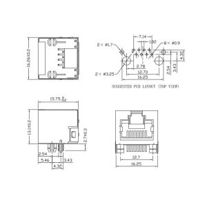 P-RJHSE-5E8X Single Port RJ45 Female Connector 8P8C without Magnetics LPJE101DNL