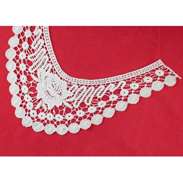 French Venice Guipure Lace Neck Applique With Chemical Poly Milk Silk / Neckline Applique Trim