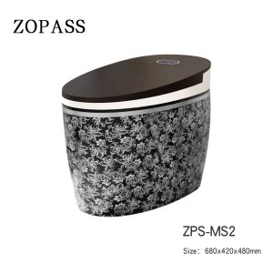 Black Round Siphon Flush Smart Intelligent Toilet Automatic Operation