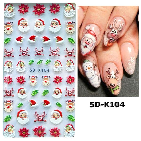 Wholesale Easy Apply Decoration Decals 5D Christmas Embossed White Snowflakes Sliders Nail Stickers for Finger Nail Beauty