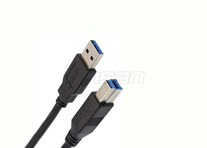 Black Round Micro USB Data Cable USB 3.0 A To B M / M For Printer Customized