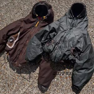 Custom Cotton Heavyweight Thick Windbreaker Jacket Zip up Drawstring Hooded