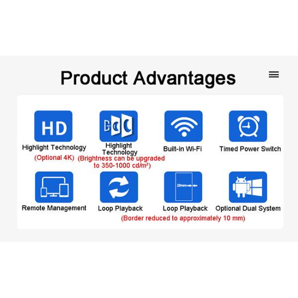 55 Inch Indoor Android Advertising Screen Digital Menu Board For Restaurant Fast Food