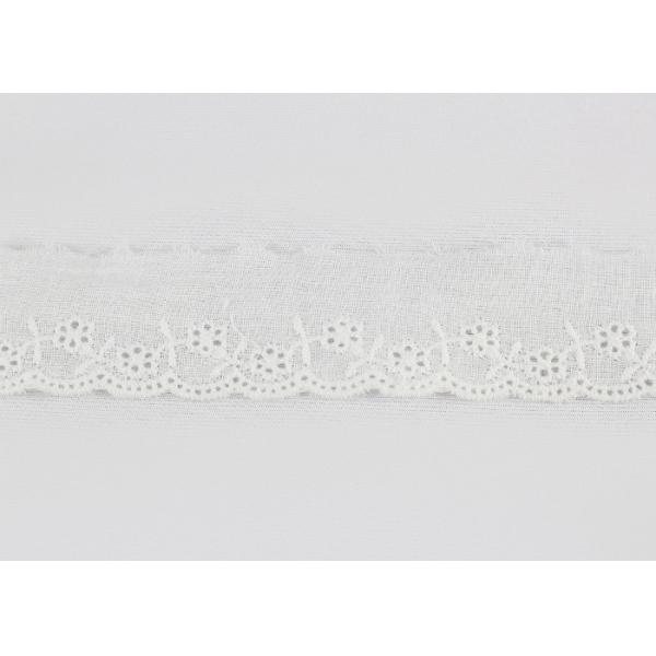 Embroidered Cotton Eyelet Lace Trim Broderie Anglaise Scallop Tape For Baby Suits