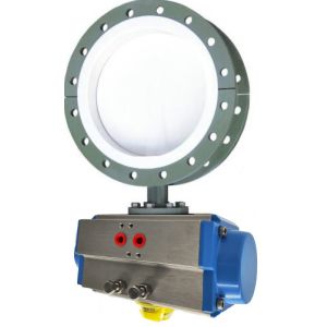 Fluorine Lined Flanged Pneumatic Butterfly Valve