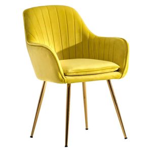 Modern Velvet Dining Chair with Gold Metal Legs