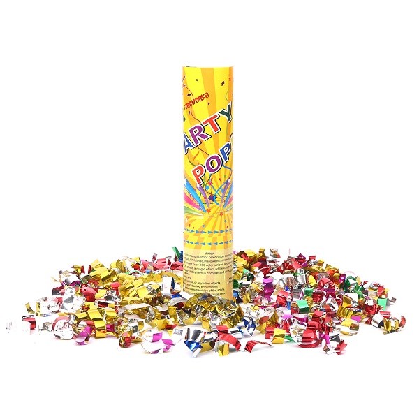 Buy Gold Metallic Foil Streamer Party Confetti Cannon 20cm Disposable at wholesale prices