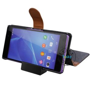novel pu leather protective Case For sony z2 ,various colors available