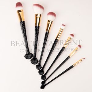 Antibacterial Face Makeup Brush Set 7piece With Fishtail Plastic Handle