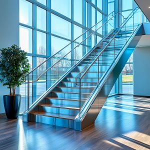 Modern SSS Stainless Steel Handrails with Round Plate Cover for Glass Fencing