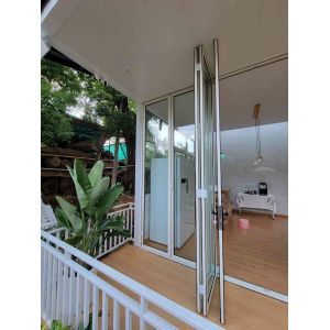 China Modern Aluminum Tempered Glass Door , Powder Coated Bi Fold Aluminium Doors on sale
