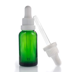 Custom 30ml Essential Oil Bottles Round Shape Green Dropper Bottles