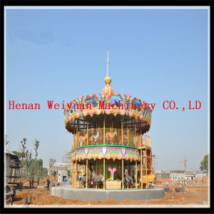 Quality kiddie ride amusement double floor carousel with CE certificate for sale