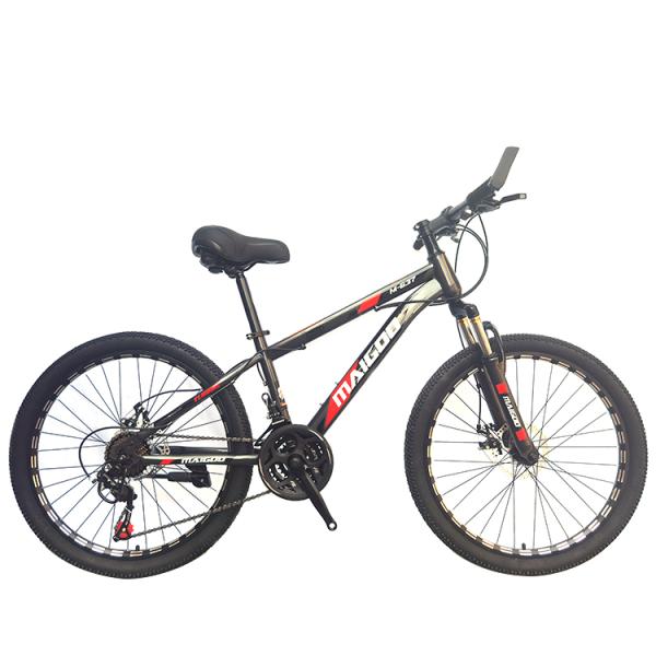 24" Mountain Bike for Adult 21 Speed Carbon Steel Frame Lightweight Mechanical Disc Brakes