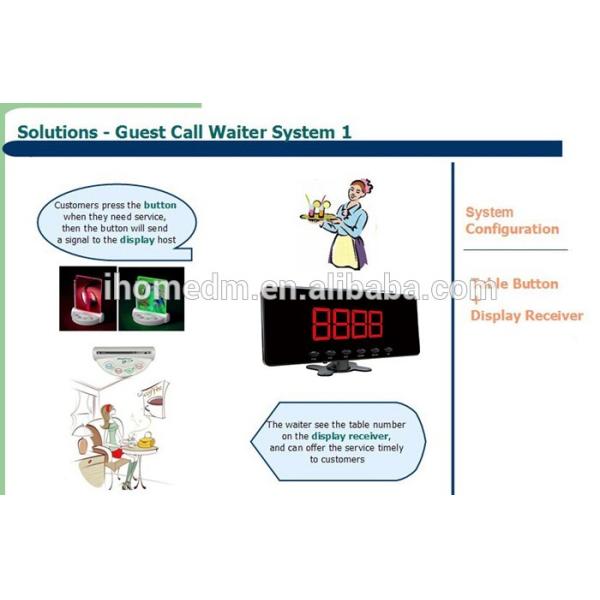 wireless hotel waiters buzzer systems call button and monitor