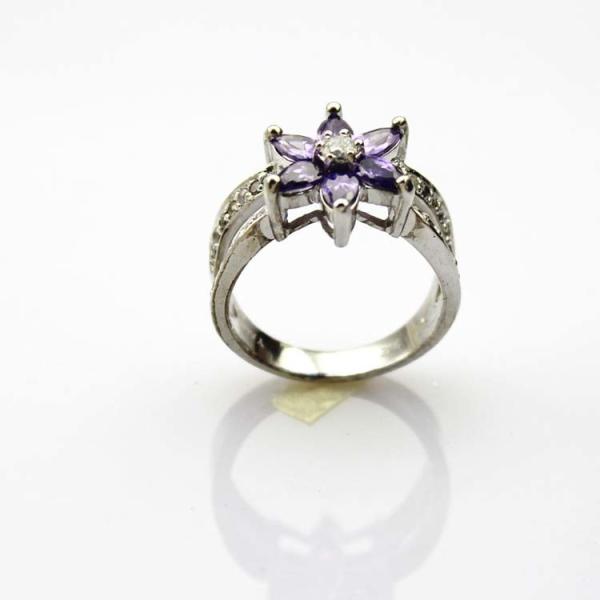 Designer Jewelry Sterling Silver with Yellow Cubic Zircon Flower Gemstone Ring (R0012)