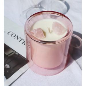 China High Quality Borosilicate Luxury Empty Candle Vessel Double Wall Glass Candle Jars For Candle Making on sale