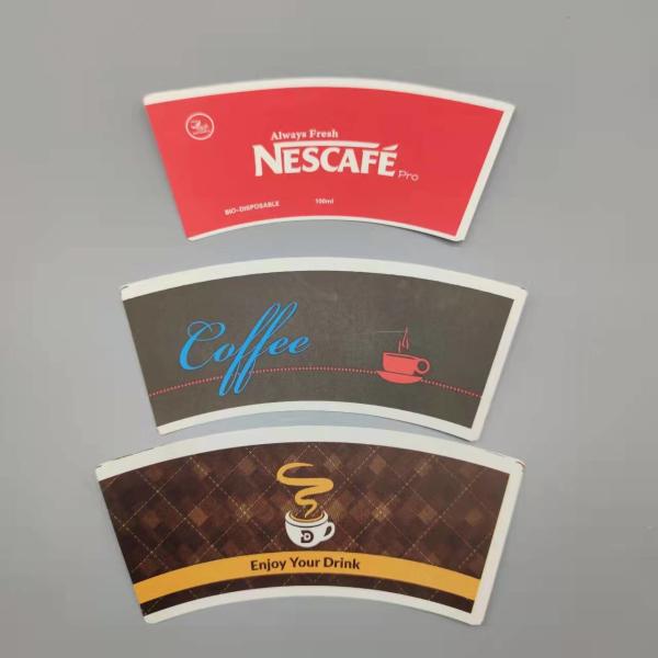 Printed PE Coated Paper Cup Fan 8 Oz Hot Ripple For Coffee Flexo Printing