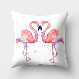 Home Decorative Throw Pillow Covers Flamingo Pattern&Tropical Flower Leaves